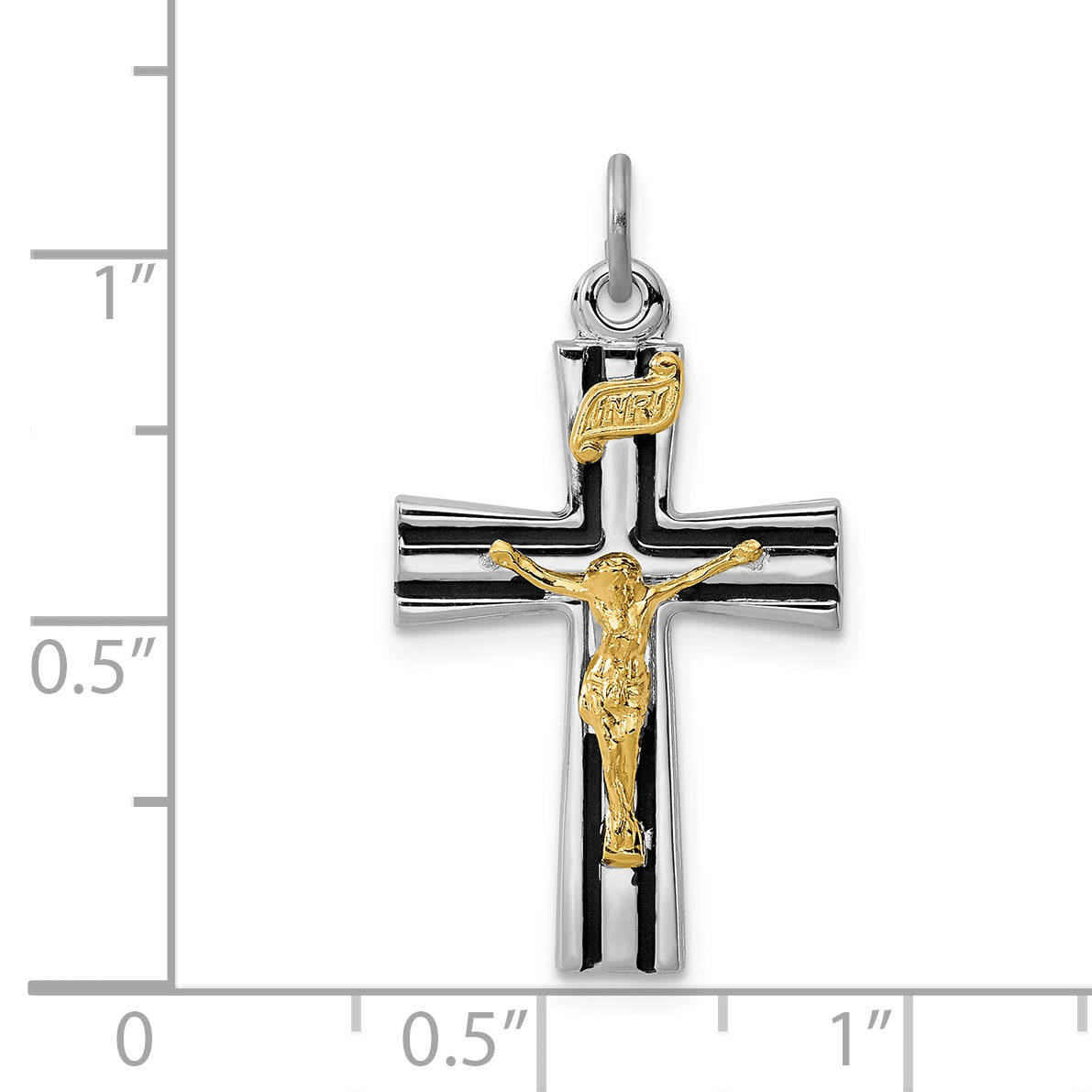 Sterlingsilber Rhodiniert Goldfarben Inri Kruzifix Charm