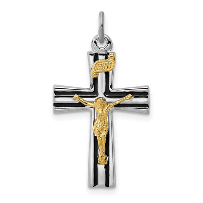 Sterlingsilber Rhodiniert Goldfarben Inri Kruzifix Charm