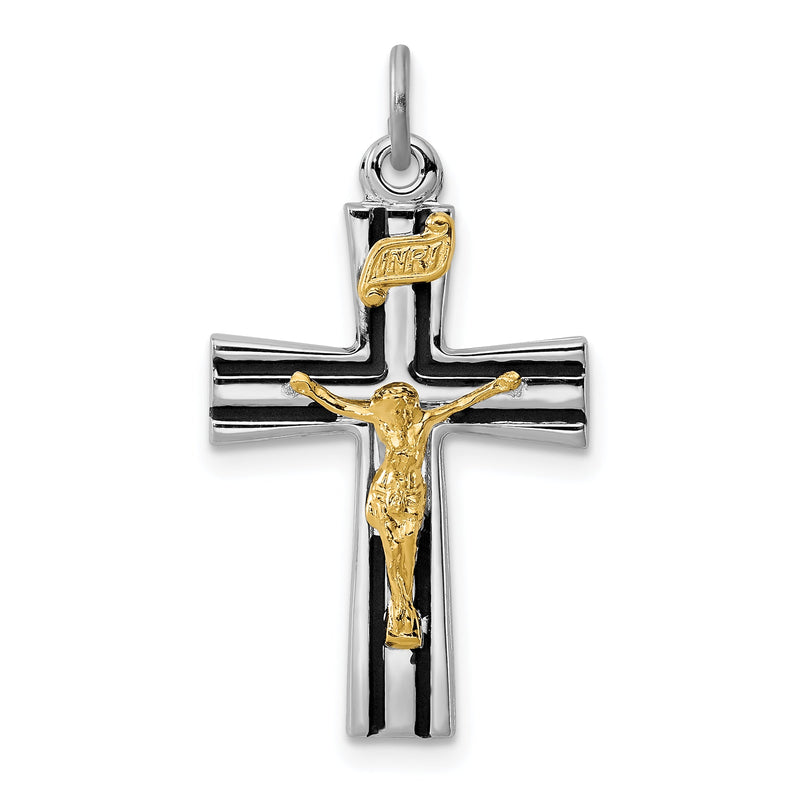 Sterlingsilber Rhodiniert Goldfarben Inri Kruzifix Charm