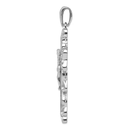 Sterlingsilber Rhodiniert Zirkonia Kruzifix Anhänger