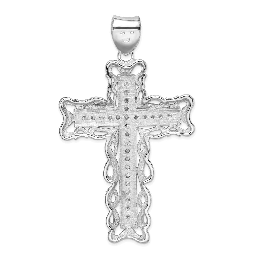 Sterlingsilber Rhodiniert Zirkonia Kruzifix Anhänger