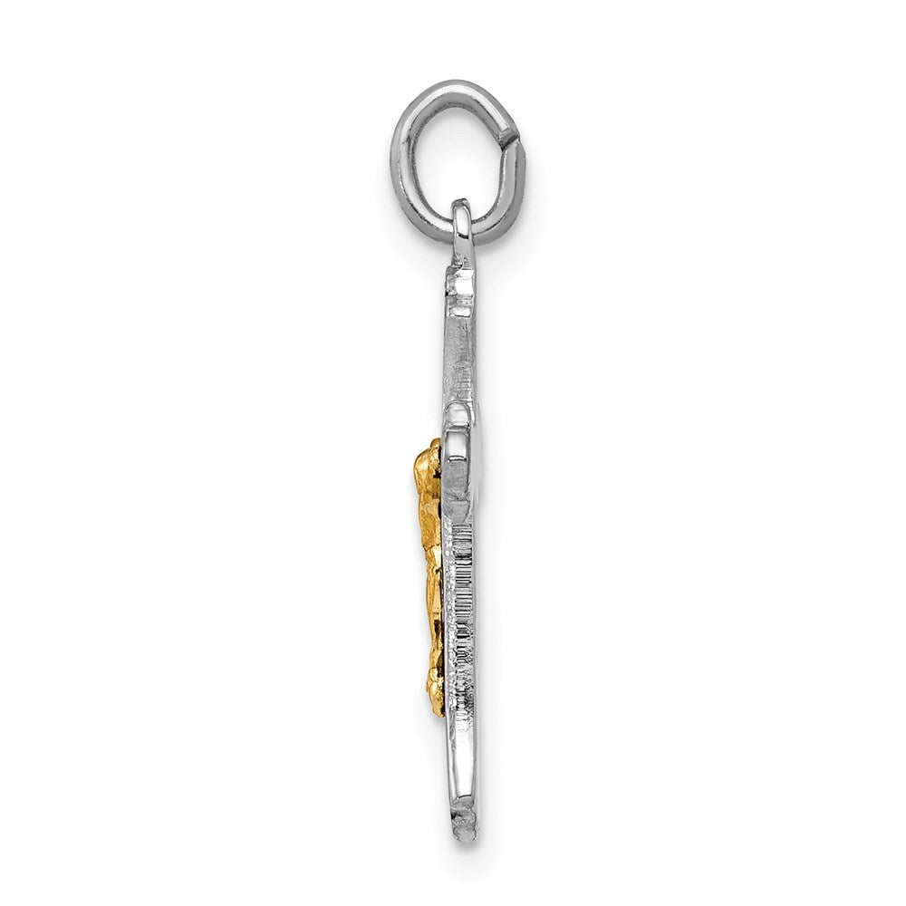 Sterlingsilber Rhodiniert & Vermeil Kruzifix Charm