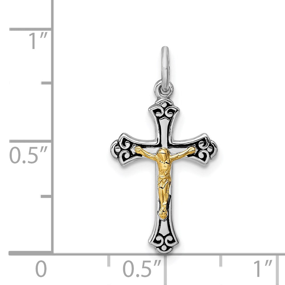 Sterlingsilber Rhodiniert & Vermeil Kruzifix Charm