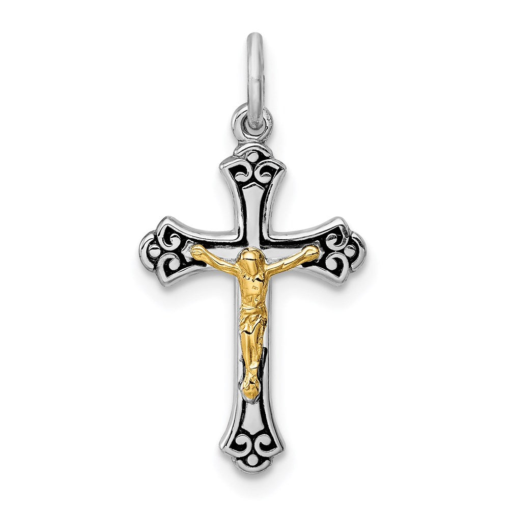Sterlingsilber Rhodiniert & Vermeil Kruzifix Charm