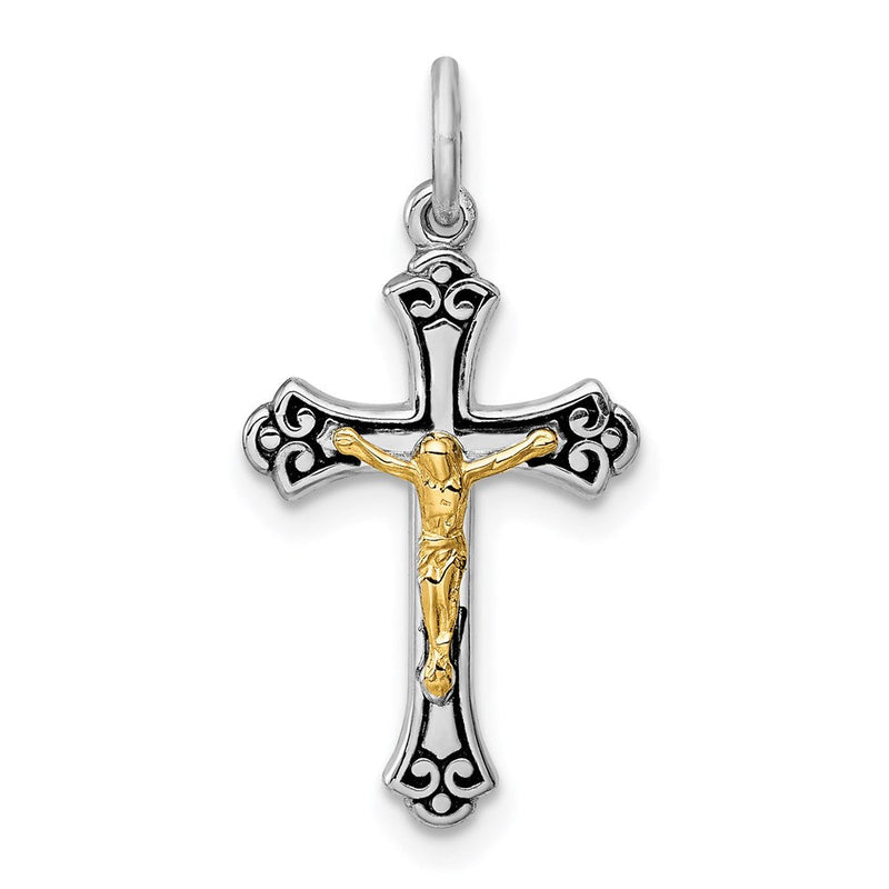 Sterlingsilber Rhodiniert & Vermeil Kruzifix Charm