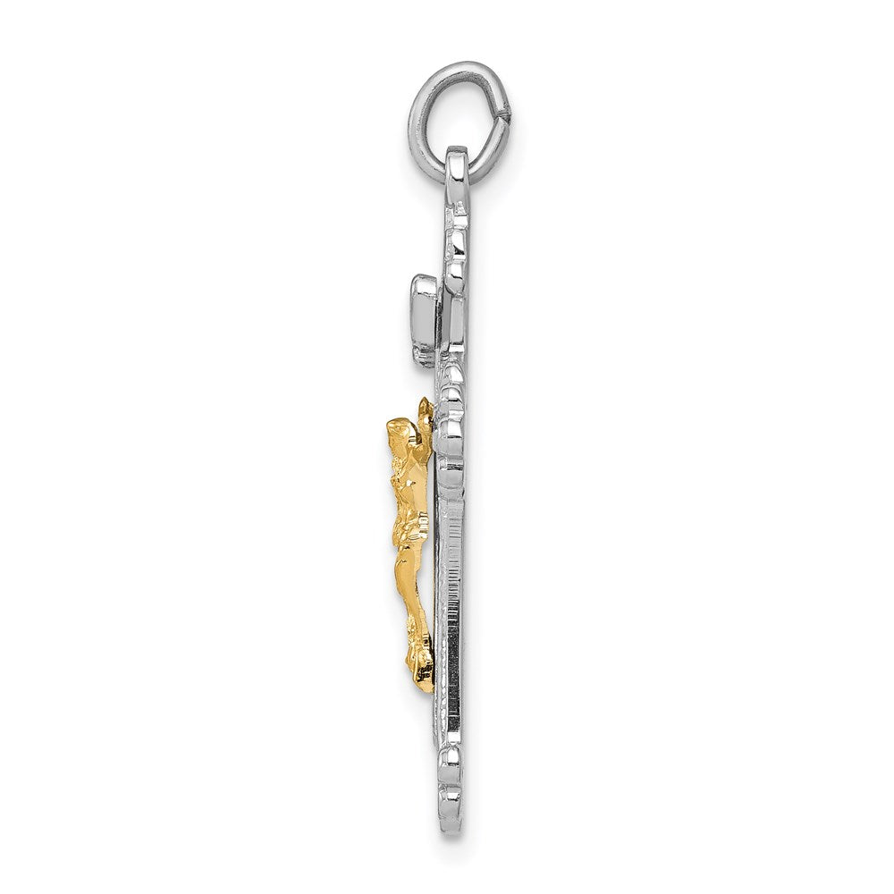 Sterlingsilber Rhodiniert & Vermeil Inri Kruzifix Charm