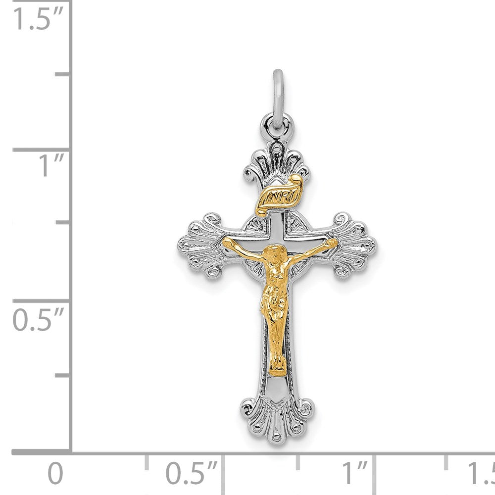 Sterlingsilber Rhodiniert & Vermeil Inri Kruzifix Charm