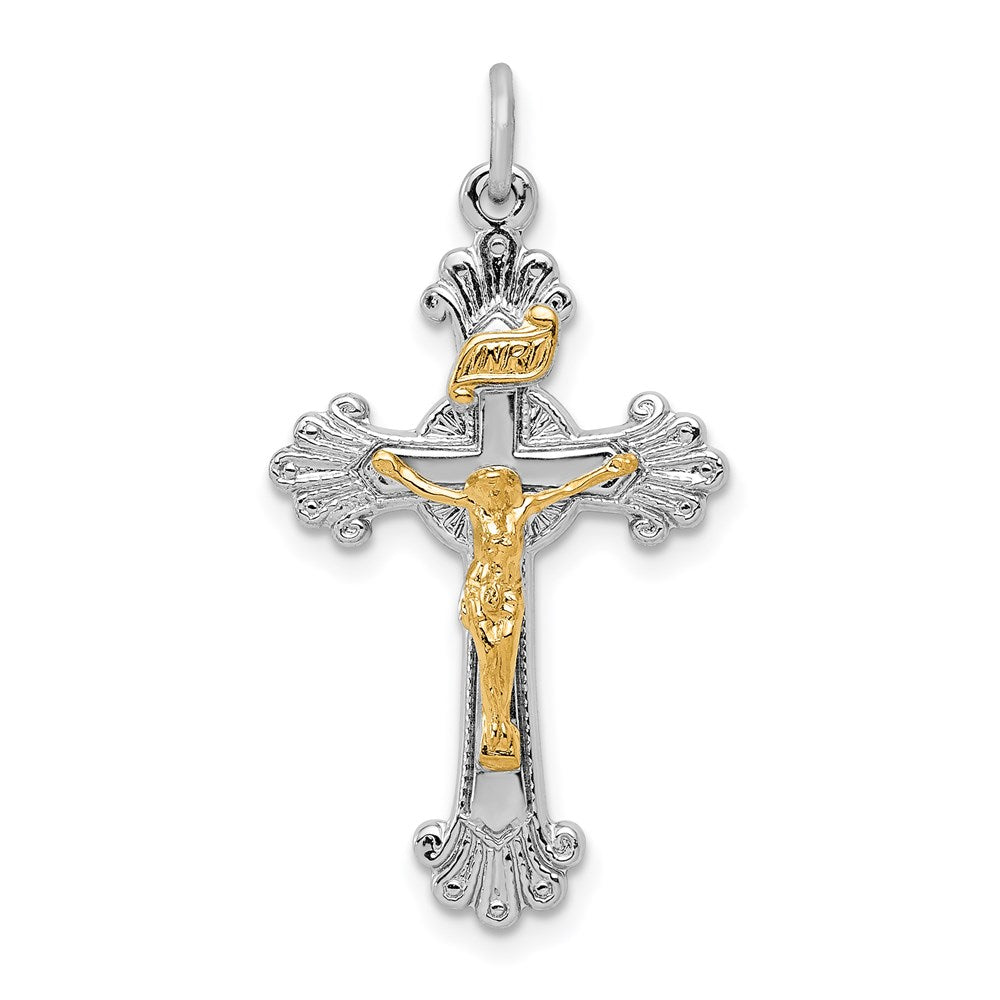 Sterlingsilber Rhodiniert & Vermeil Inri Kruzifix Charm