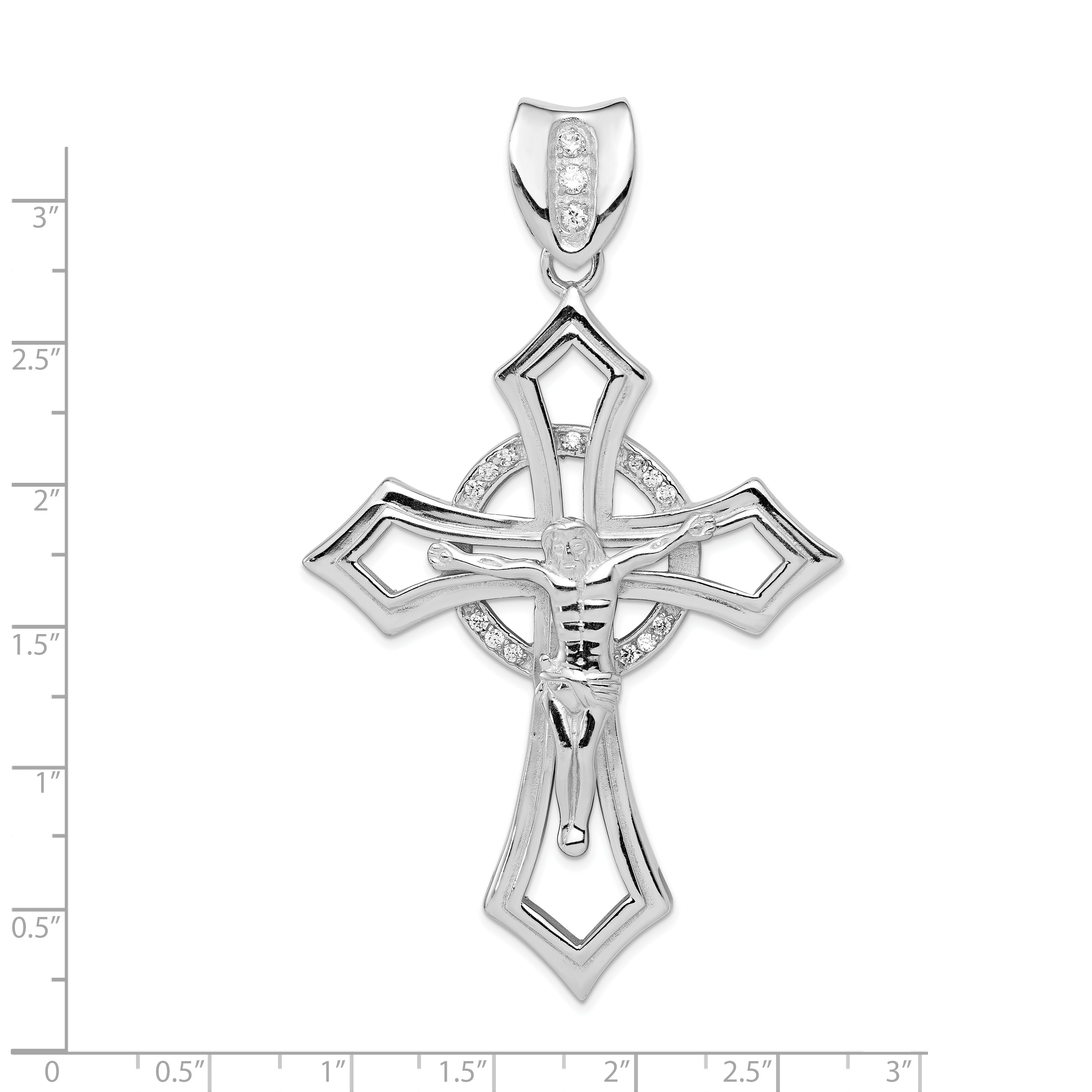 Sterlingsilber Rhodiniert Zirkonia Kruzifix Anhänger