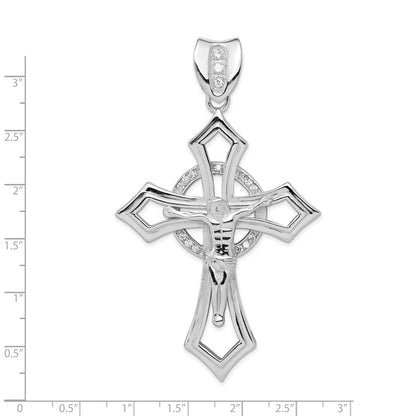 Sterlingsilber Rhodiniert Zirkonia Kruzifix Anhänger