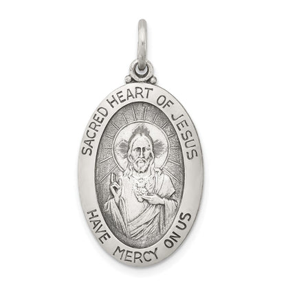 Sterlingsilber Antikisiert Heilig Herz Of Jesus Medaille