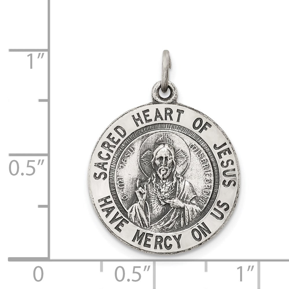 Sterlingsilber Antikisiert Heilig Herz Of Jesus Medaille