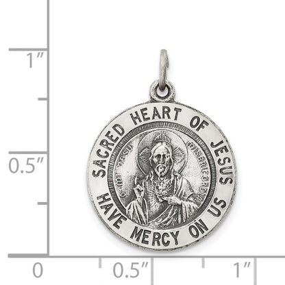 Sterlingsilber Antikisiert Heilig Herz Of Jesus Medaille