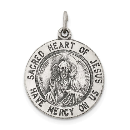 Sterlingsilber Antikisiert Heilig Herz Of Jesus Medaille
