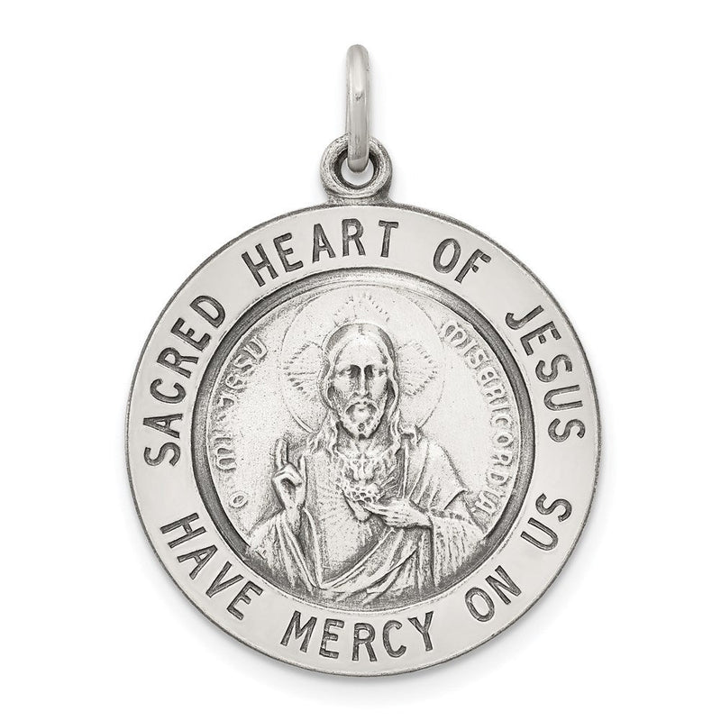 Sterlingsilber Antikisiert Heilig Herz Of Jesus Medaille