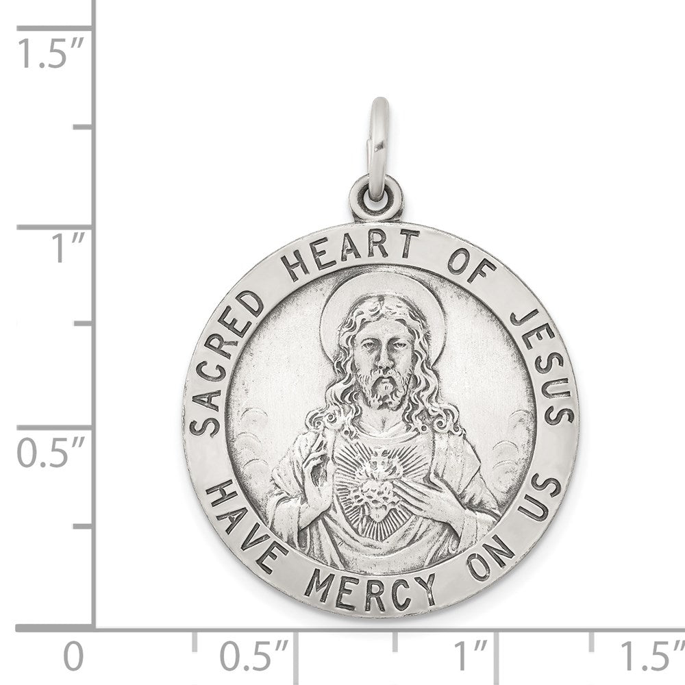Sterlingsilber Antikisiert Heilig Herz Of Jesus Medaille