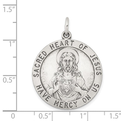 Sterlingsilber Antikisiert Heilig Herz Of Jesus Medaille