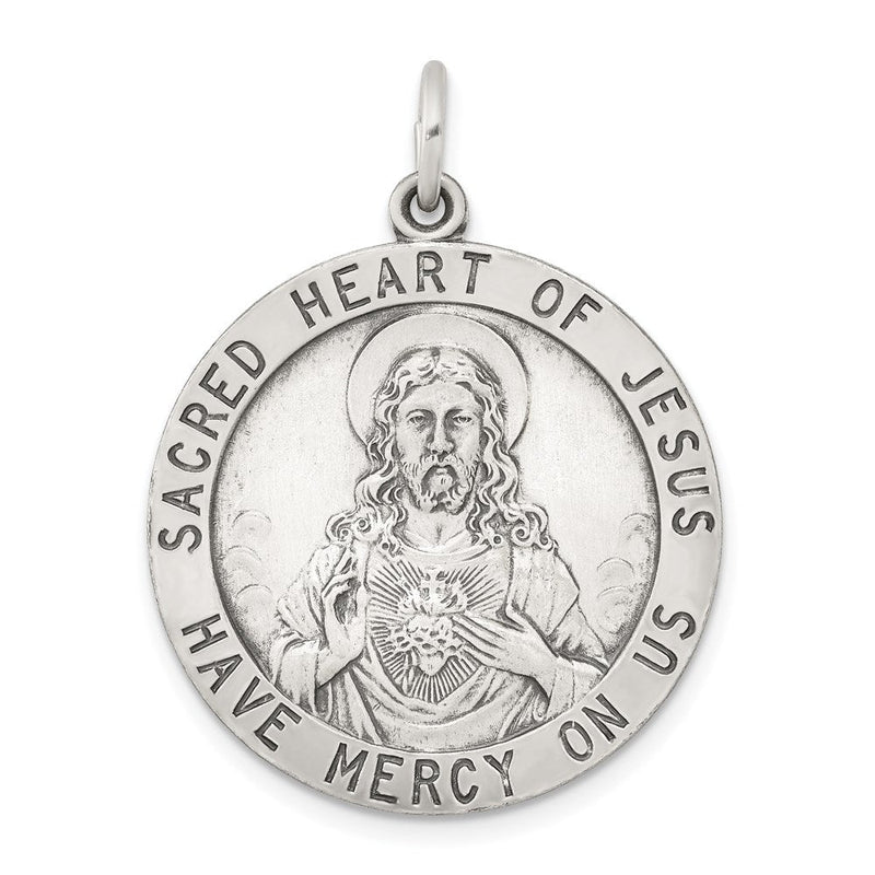 Sterlingsilber Antikisiert Heilig Herz Of Jesus Medaille