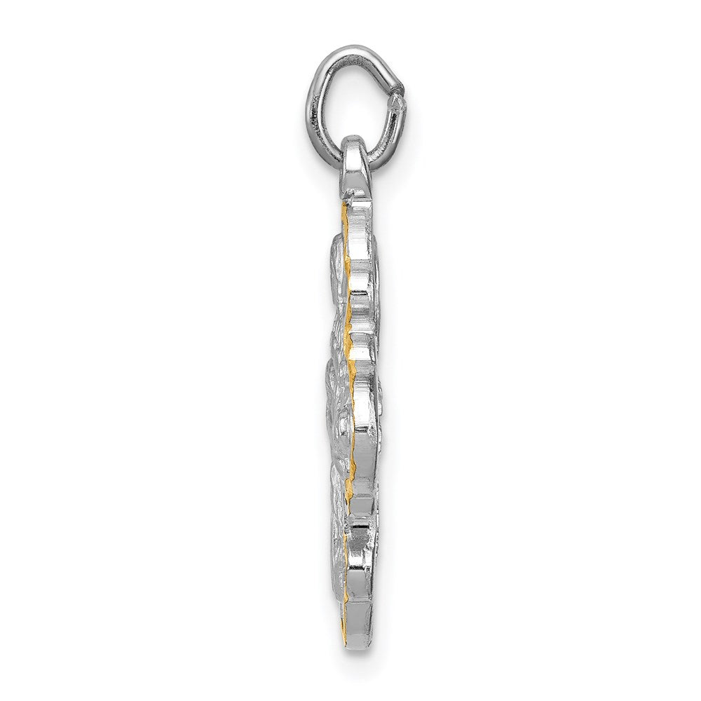 Sterlingsilber Rhodiniert & Vermeil 4-way Medaille