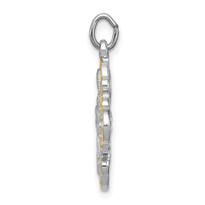 Sterlingsilber Rhodiniert & Vermeil 4-way Medaille