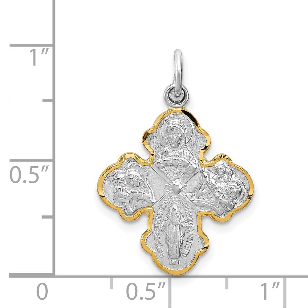 Sterlingsilber Rhodiniert & Vermeil 4-way Medaille