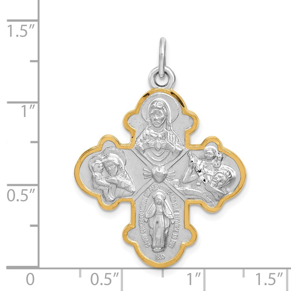 Sterlingsilber Rhodiniert 4-way Medaille