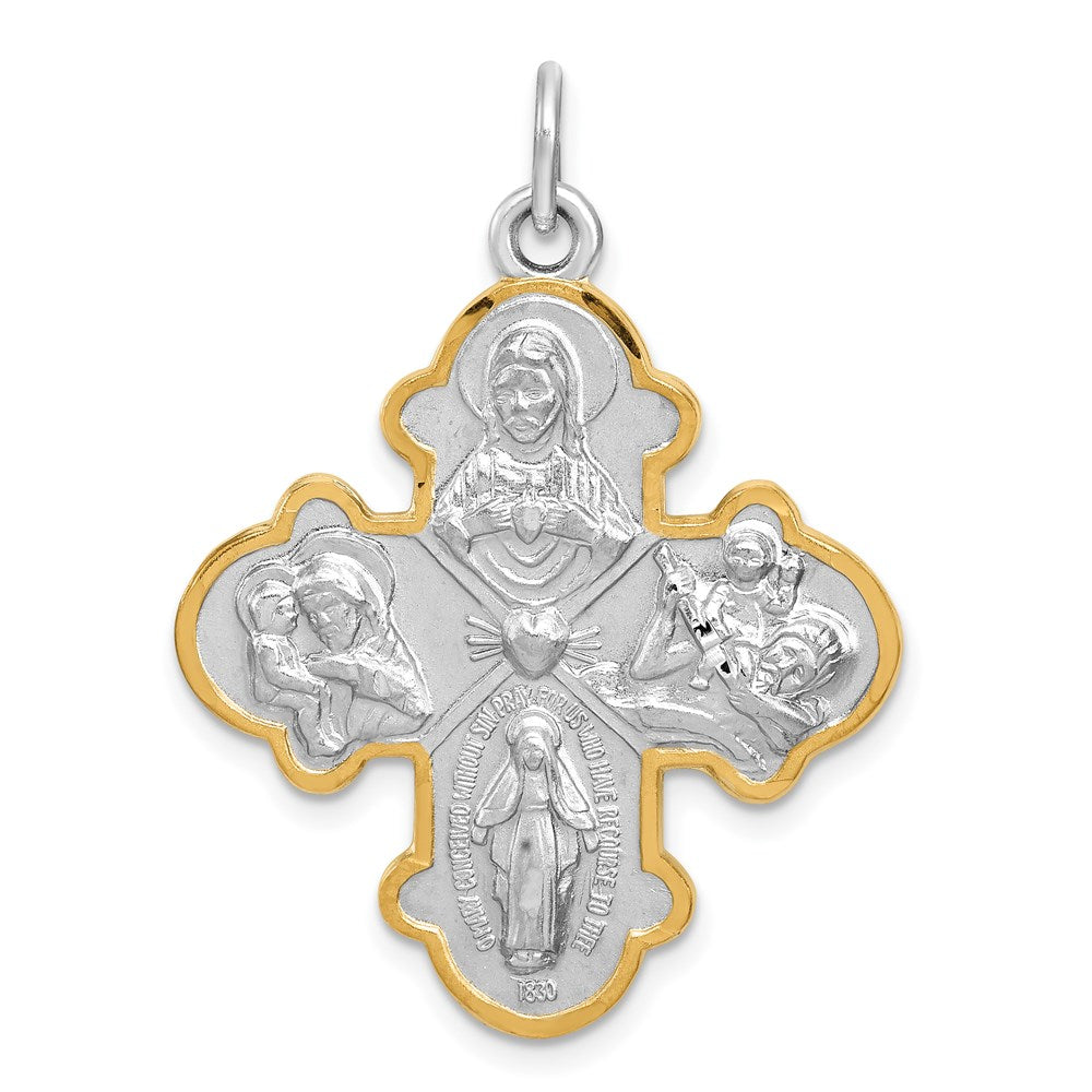 Sterlingsilber Rhodiniert 4-way Medaille