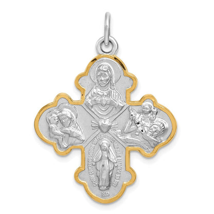 Sterlingsilber Rhodiniert 4-way Medaille