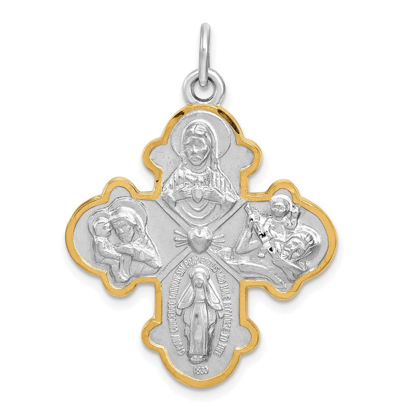 Sterlingsilber Rhodiniert 4-way Medaille