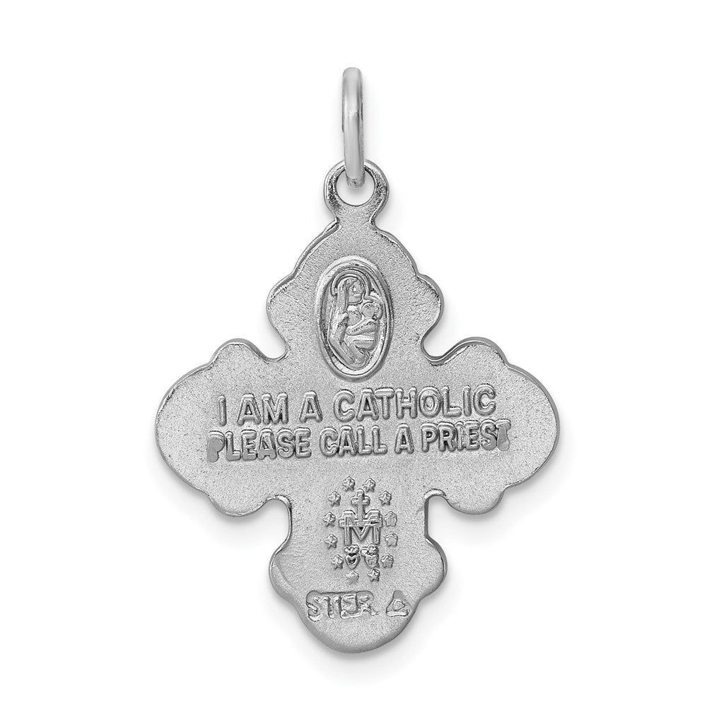 Sterlingsilber Rhodiniert Satiniert 4-way Medaille