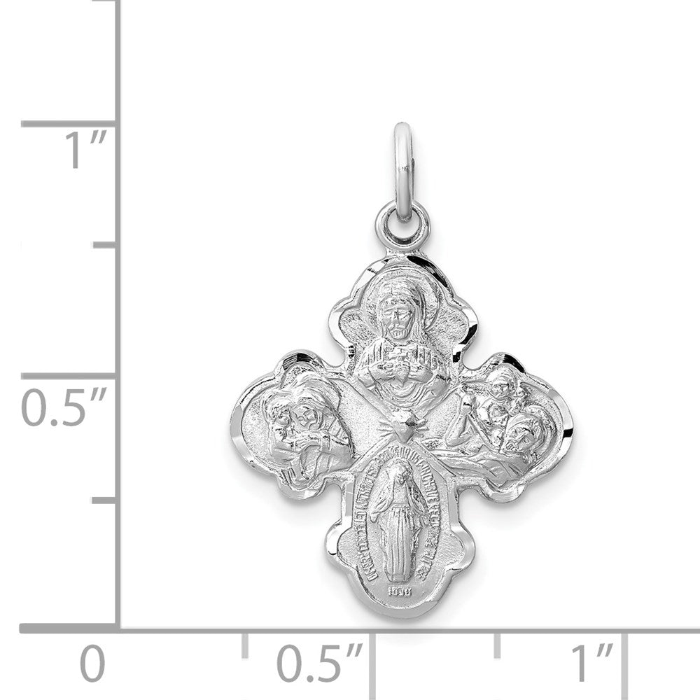 Sterlingsilber Rhodiniert Satiniert 4-way Medaille