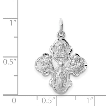 Sterlingsilber Rhodiniert Satiniert 4-way Medaille