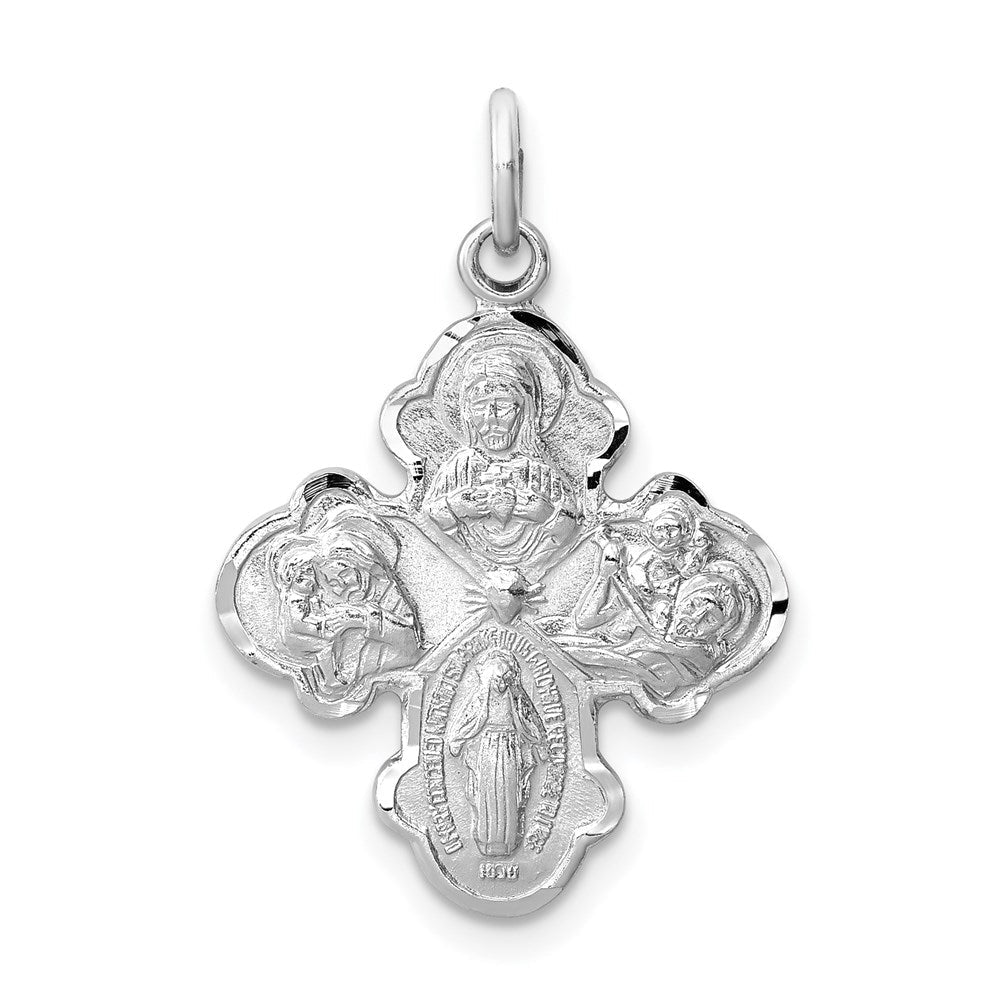 Sterlingsilber Rhodiniert Satiniert 4-way Medaille