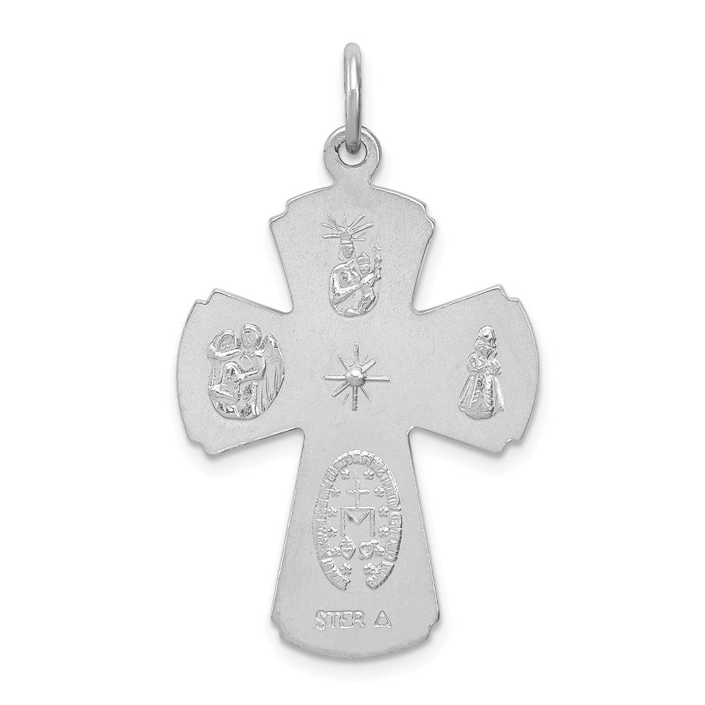 Sterlingsilber Rhodiniert Satiniert Kreuz Anhänger