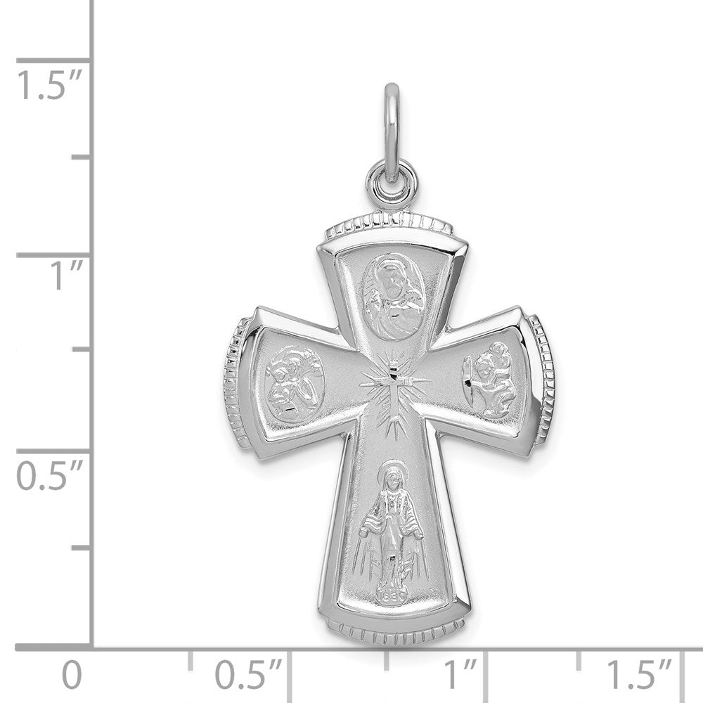 Sterlingsilber Rhodiniert Satiniert Kreuz Anhänger