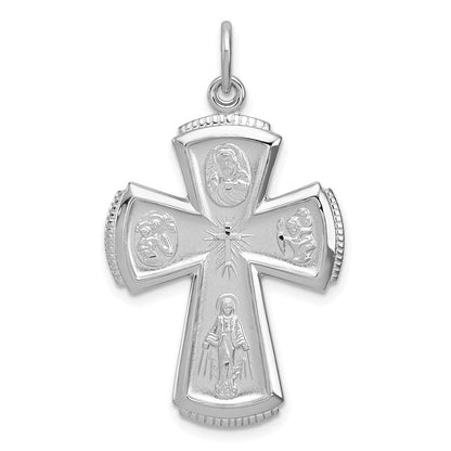 Sterlingsilber Rhodiniert Satiniert Kreuz Anhänger