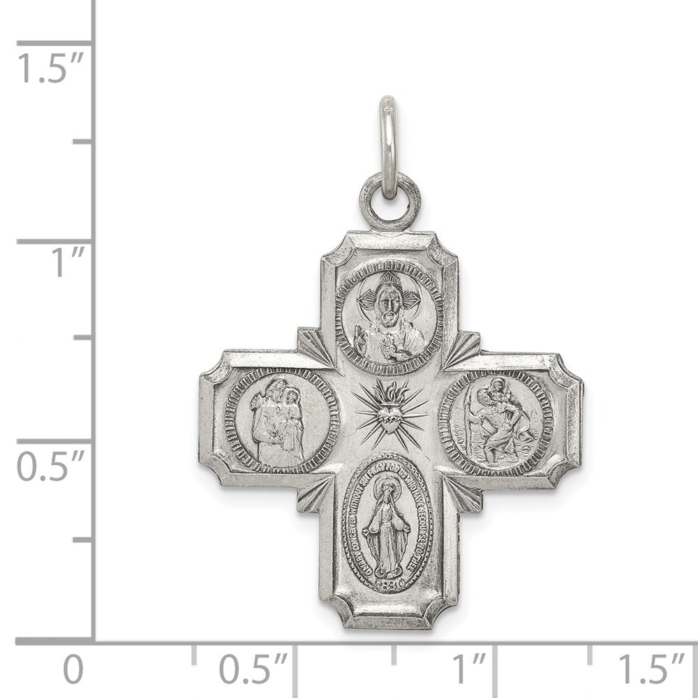 Sterlingsilber Antikisiert 4-way Medaille