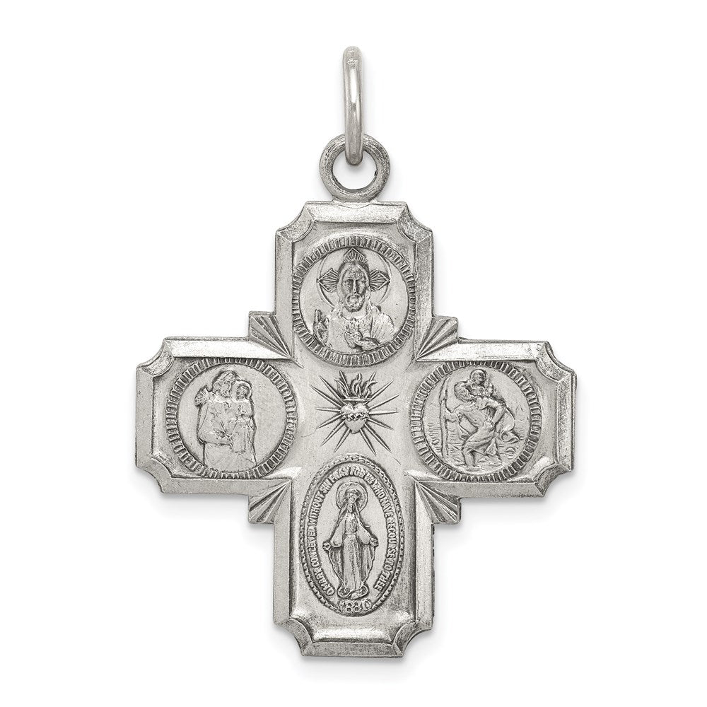 Sterlingsilber Antikisiert 4-way Medaille