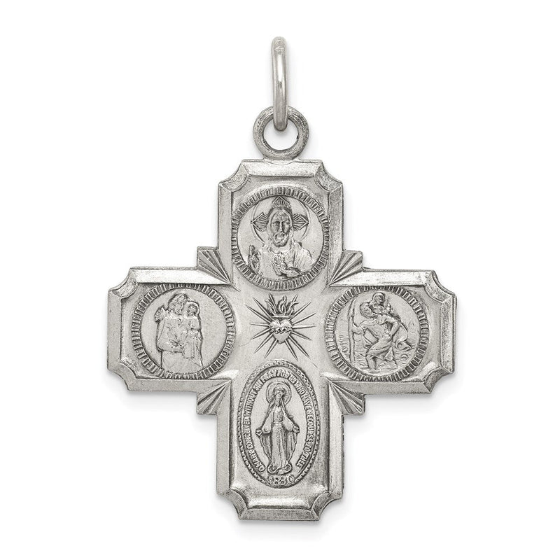 Sterlingsilber Antikisiert 4-way Medaille