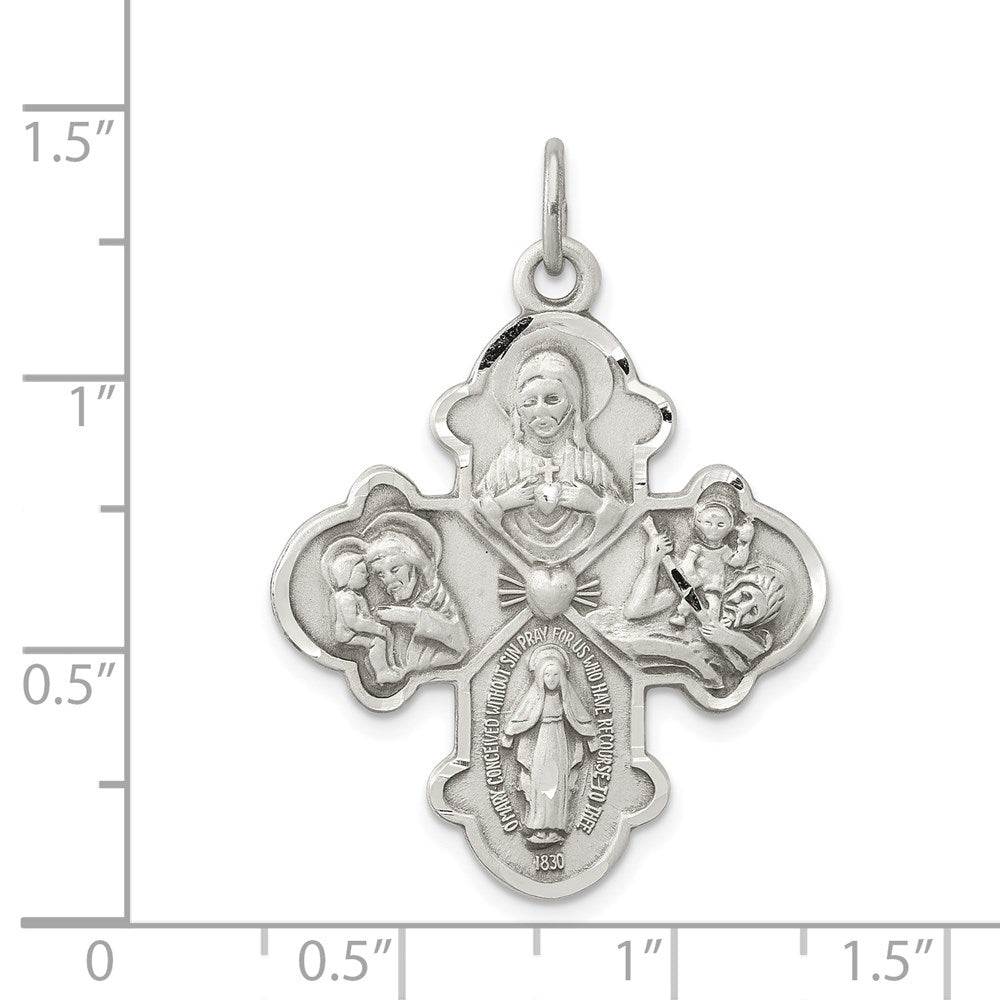 Sterlingsilber Antikisiert 4-way Medaille