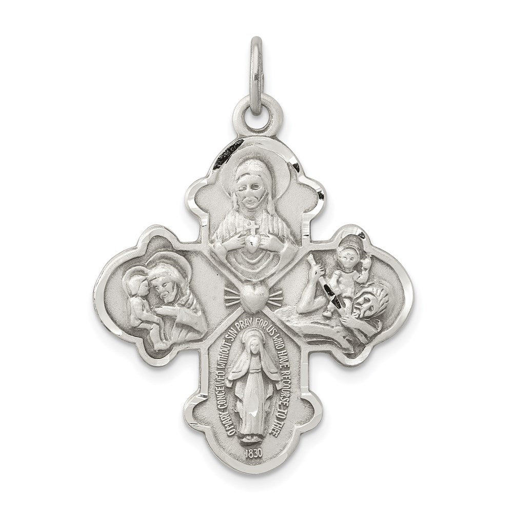 Sterlingsilber Antikisiert 4-way Medaille