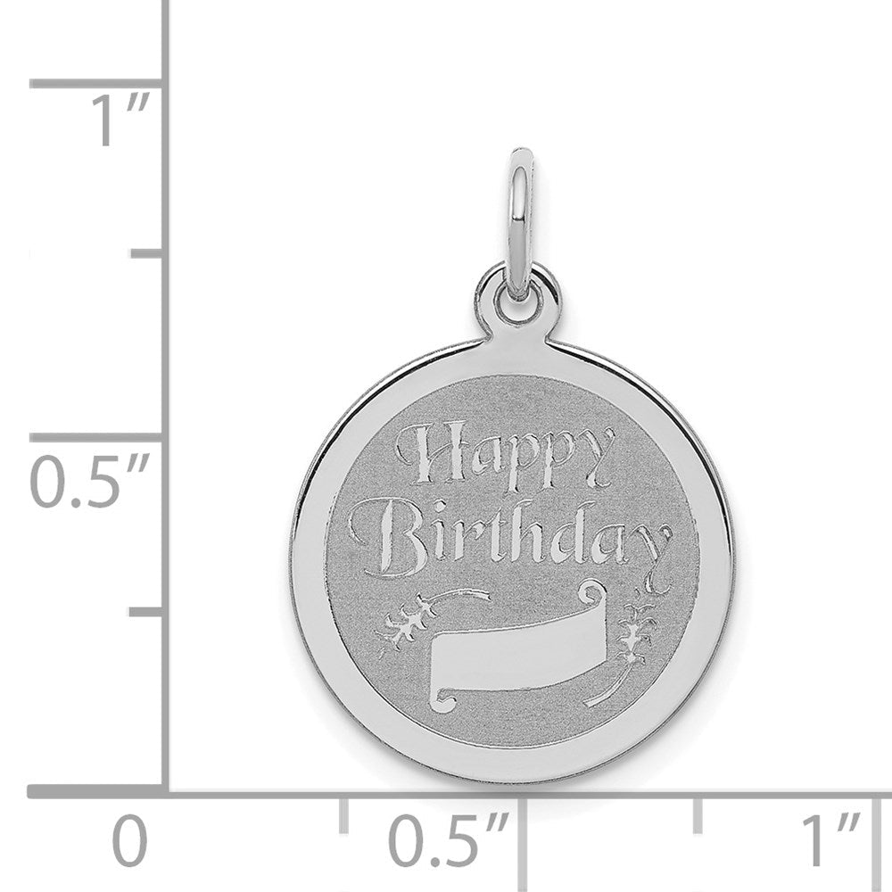 Sterlingsilber Rhodiniert Happy Geburtstag Plättchen Charm