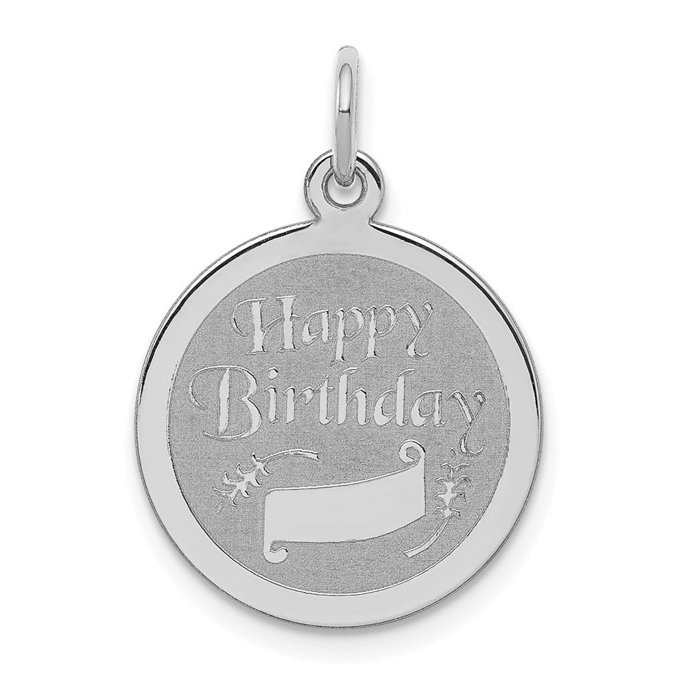 Sterlingsilber Rhodiniert Happy Geburtstag Plättchen Charm