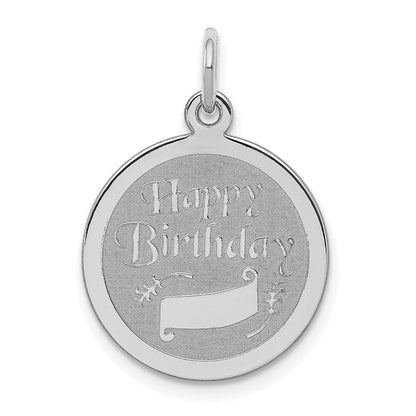 Sterlingsilber Rhodiniert Happy Geburtstag Plättchen Charm