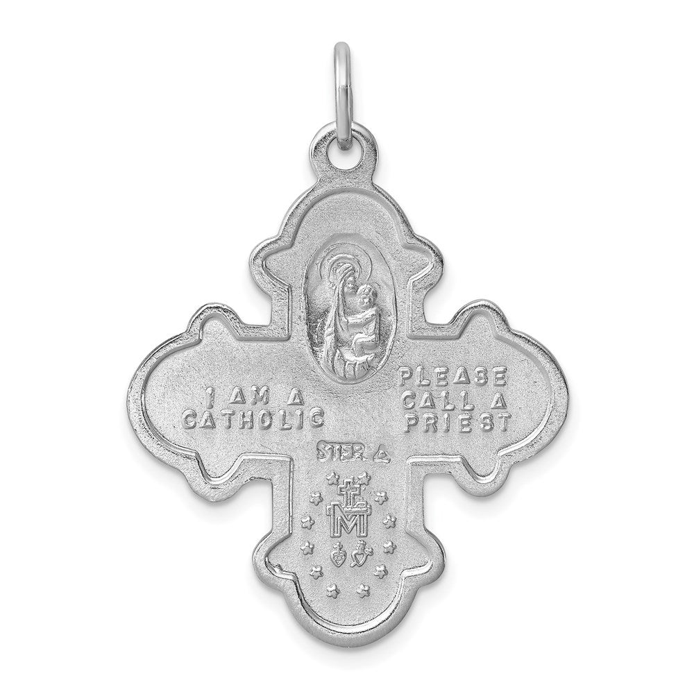 Sterlingsilber Rhodiniert Satiniert 4-way Medaille