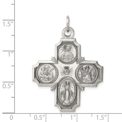Sterlingsilber Antikisiert 4-way Medaille