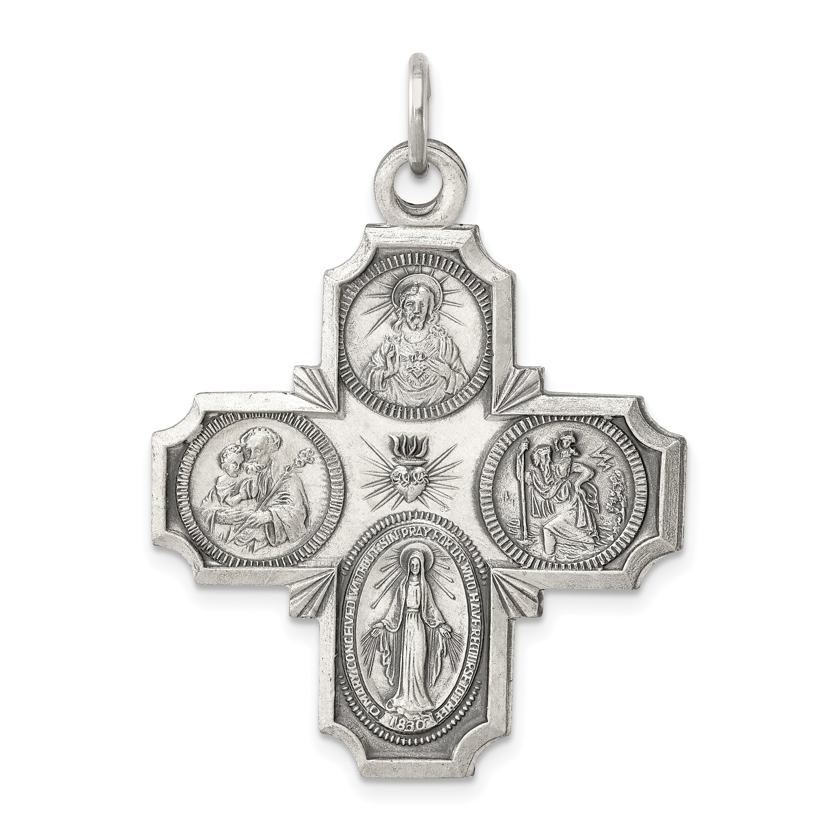 Sterlingsilber Antikisiert 4-way Medaille