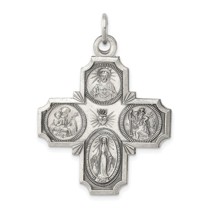 Sterlingsilber Antikisiert 4-way Medaille