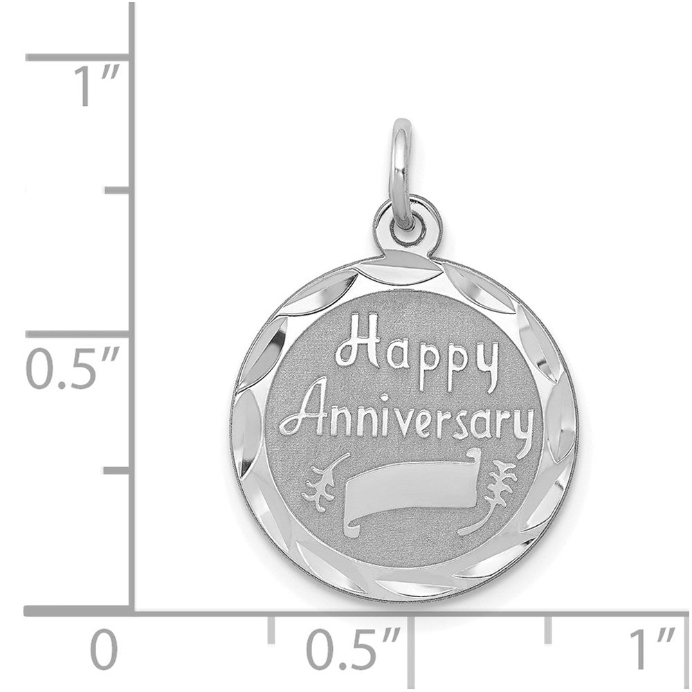 Sterlingsilber Rhodiniert Happy Jahrestag Plättchen Charm