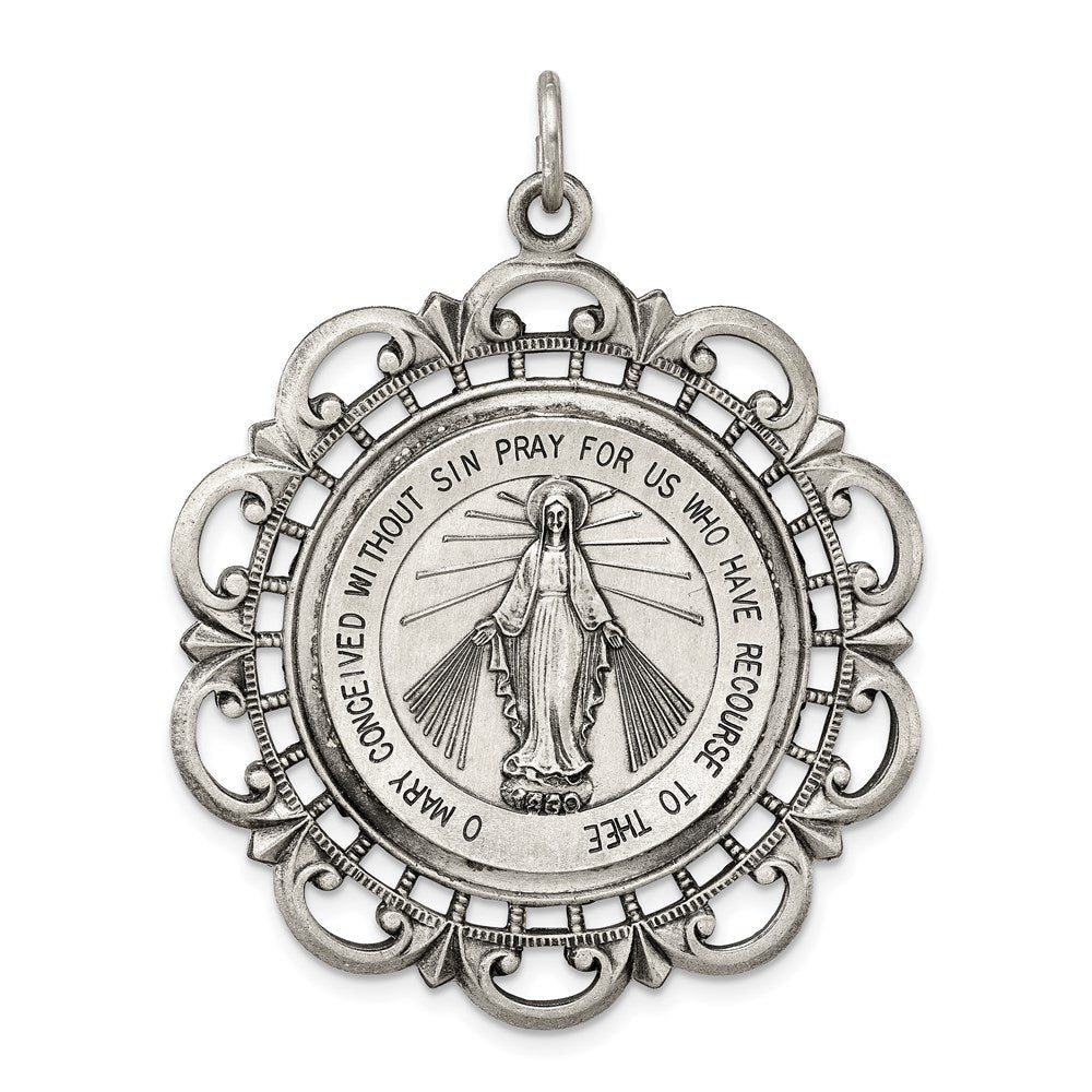 Sterlingsilber Antikisiert Wundertätig Medaille